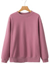 Orange Plain Drop Shoulder Crewneck Pullover Sweatshirt