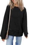 Orange Plain Drop Shoulder Crewneck Pullover Sweatshirt