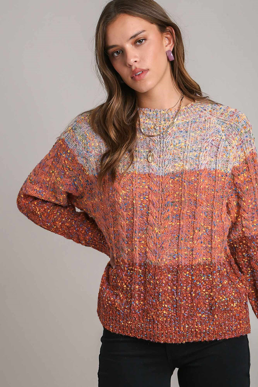 Multicolor Colorblock Confetti Knit Sweater