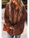 Red Clay Faux Shearling Button Up Jacket