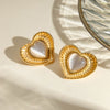 Stainless Steel Cat's Eye Stone Heart Earrings - Cocoa Yacht Club