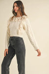 MABLE Ruffled Lace Crochet Sweater
