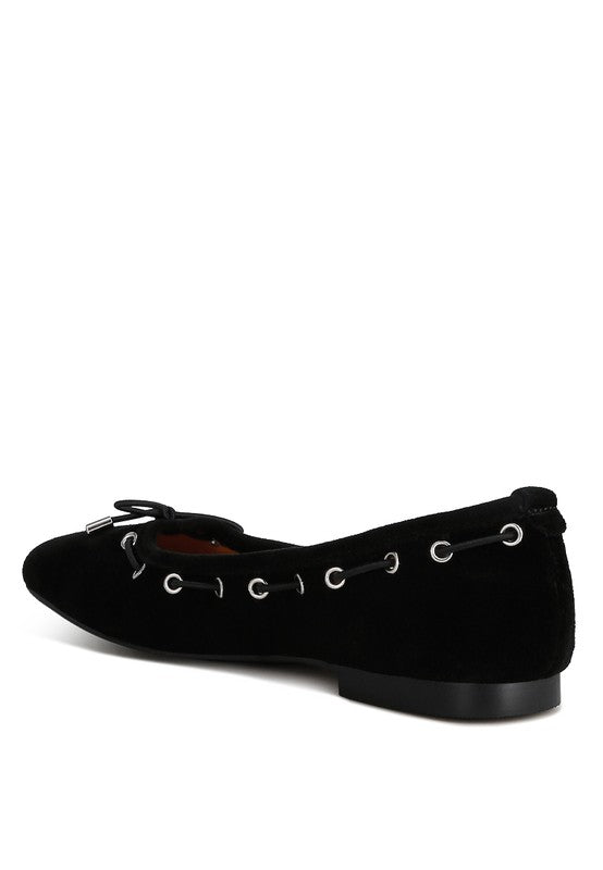 Sparrow Micro Suede Bow Ballerinas