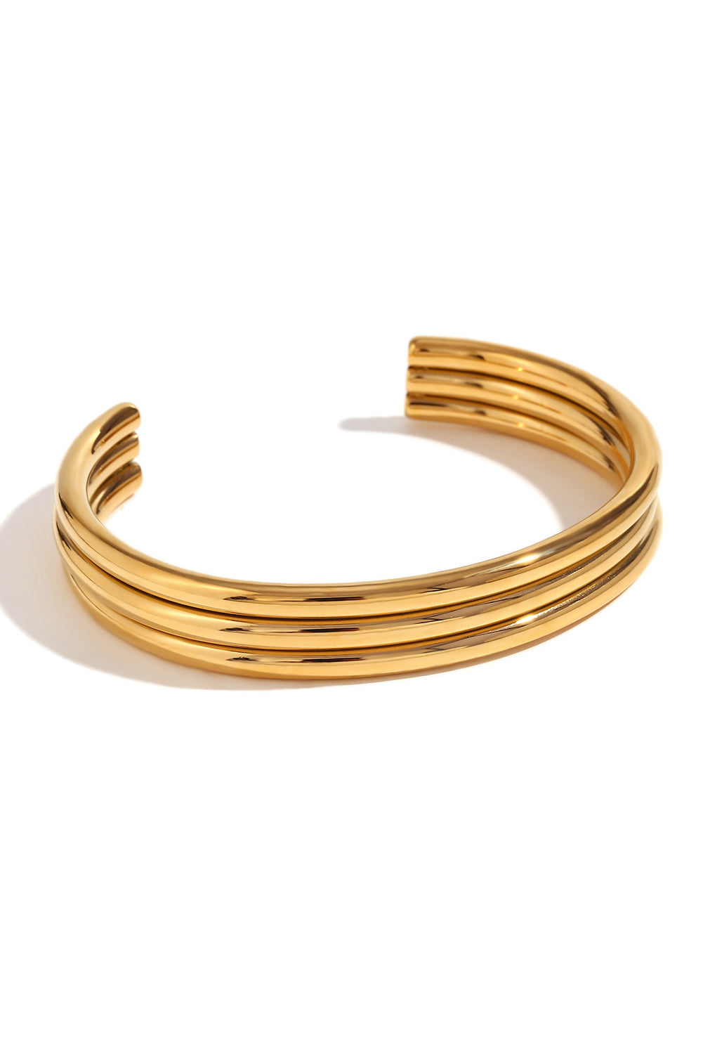 Gold Three Layered Notched Bangle