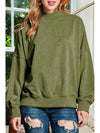 Brown Plain Drop Shoulder Crew Neck Pullover Sweatshirt