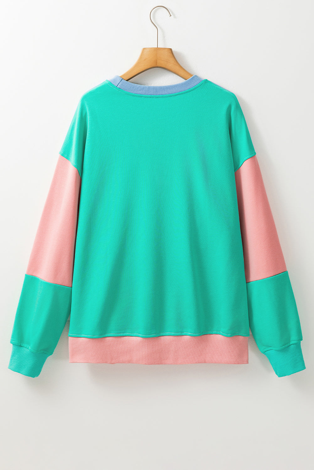 Sky Blue Colorblock Drop Shoulder Sweatshirt