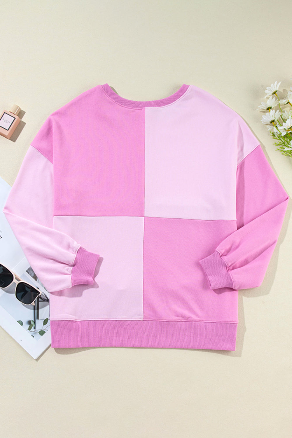 Parchment Colorblock Henley High Low Loose Sweatshirt