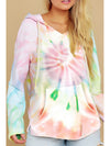 Drawstring Tie-Dye Long Sleeve Hoodie - Cocoa Yacht Club