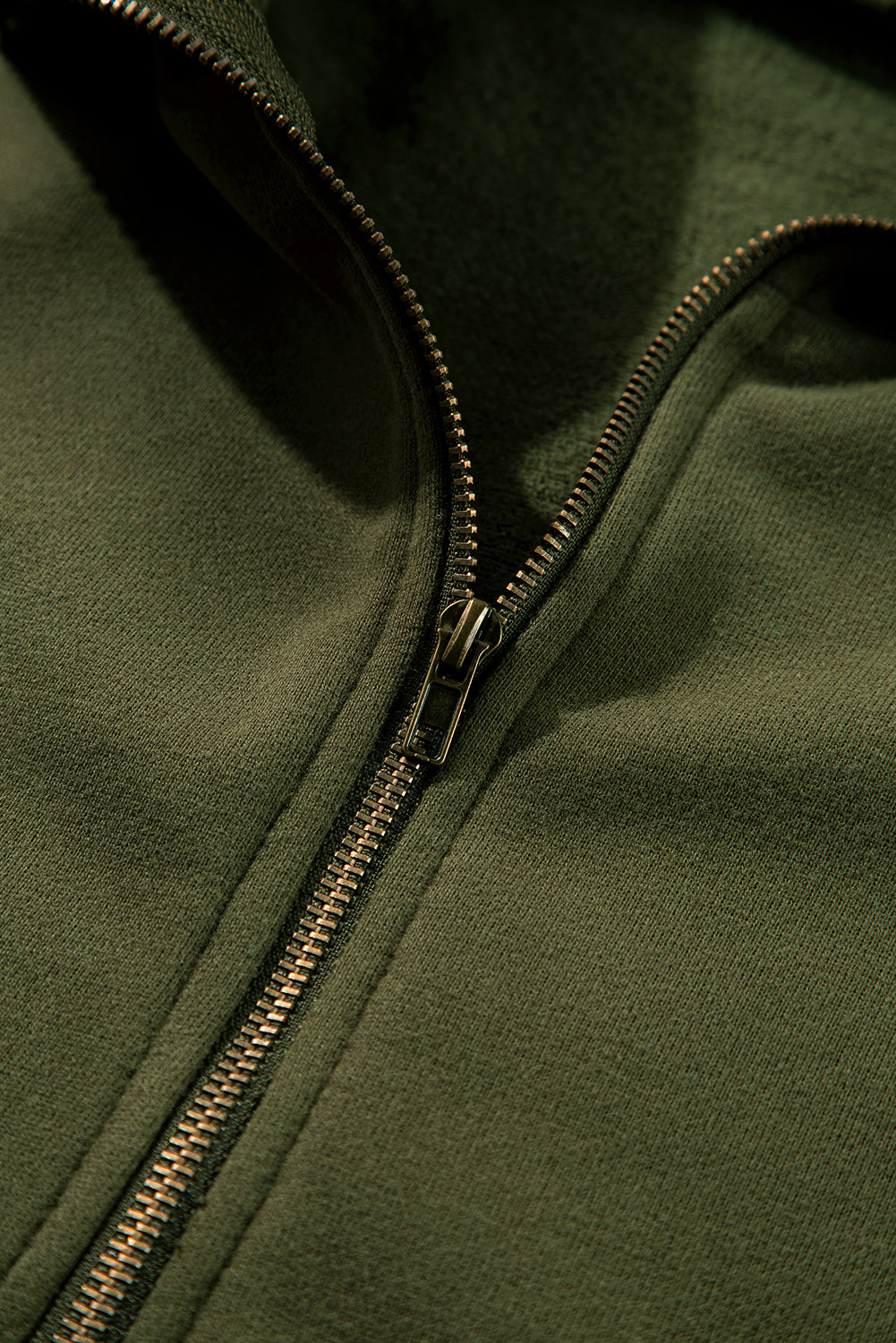 Smoke Green Half Zipper Kangaroo Pockets Drop Shoulder Hoodie