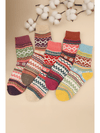 Camel Vintage Geometric Striped Warm Winter Socks