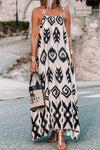 Black Plus Size Geometric Print Spaghetti Strap Vacation Sundress