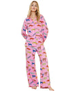 Pink Cheetah Print Shirt and Wide Leg Pants Pajama Set