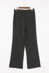 Black Casual Belted Wide Leg High Waisted Pants