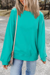 Orange Plain Drop Shoulder Crewneck Pullover Sweatshirt