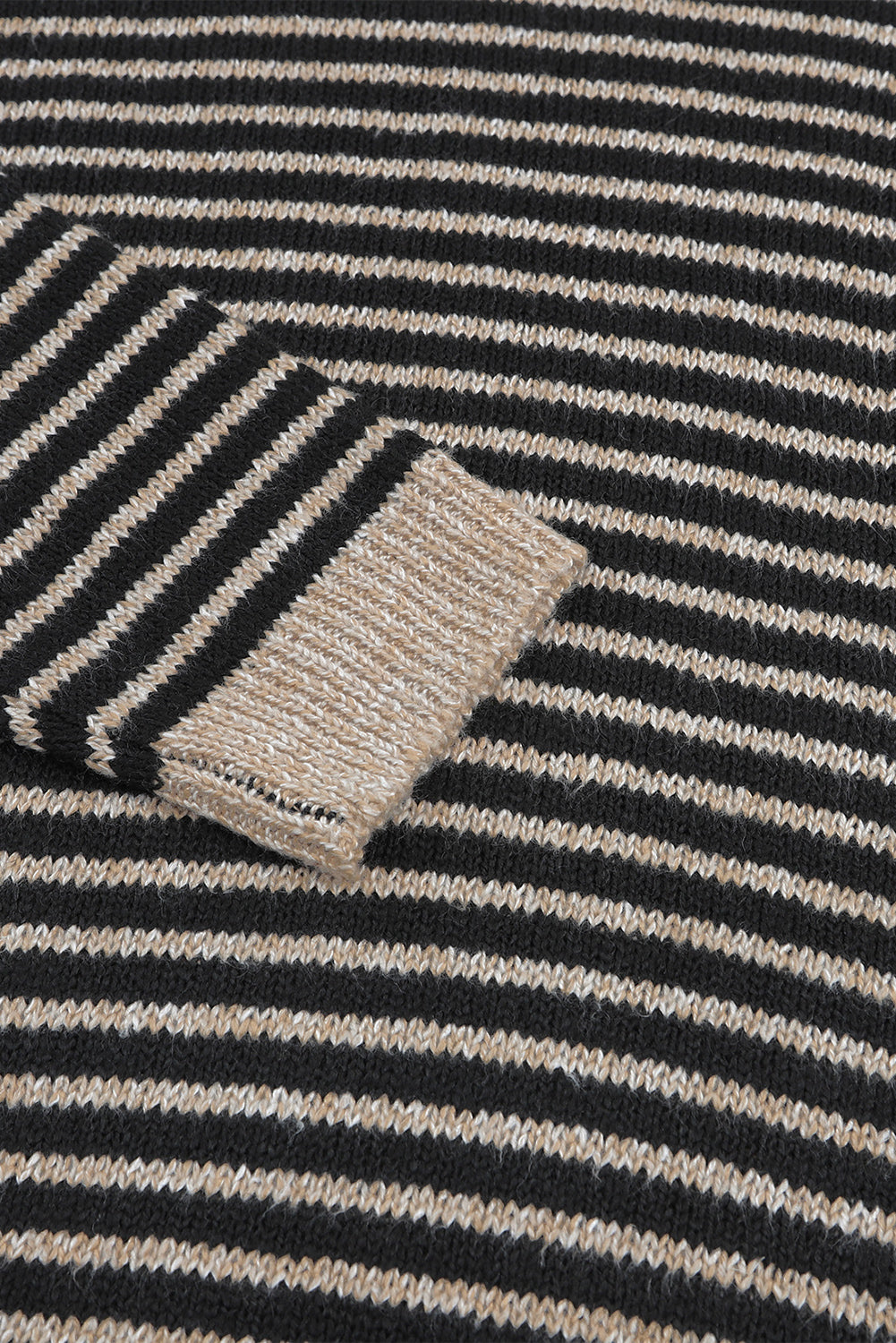 Brown Striped Turtleneck Oversized Sweater