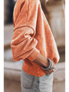 Brown Plain Drop Shoulder Crew Neck Pullover Sweatshirt