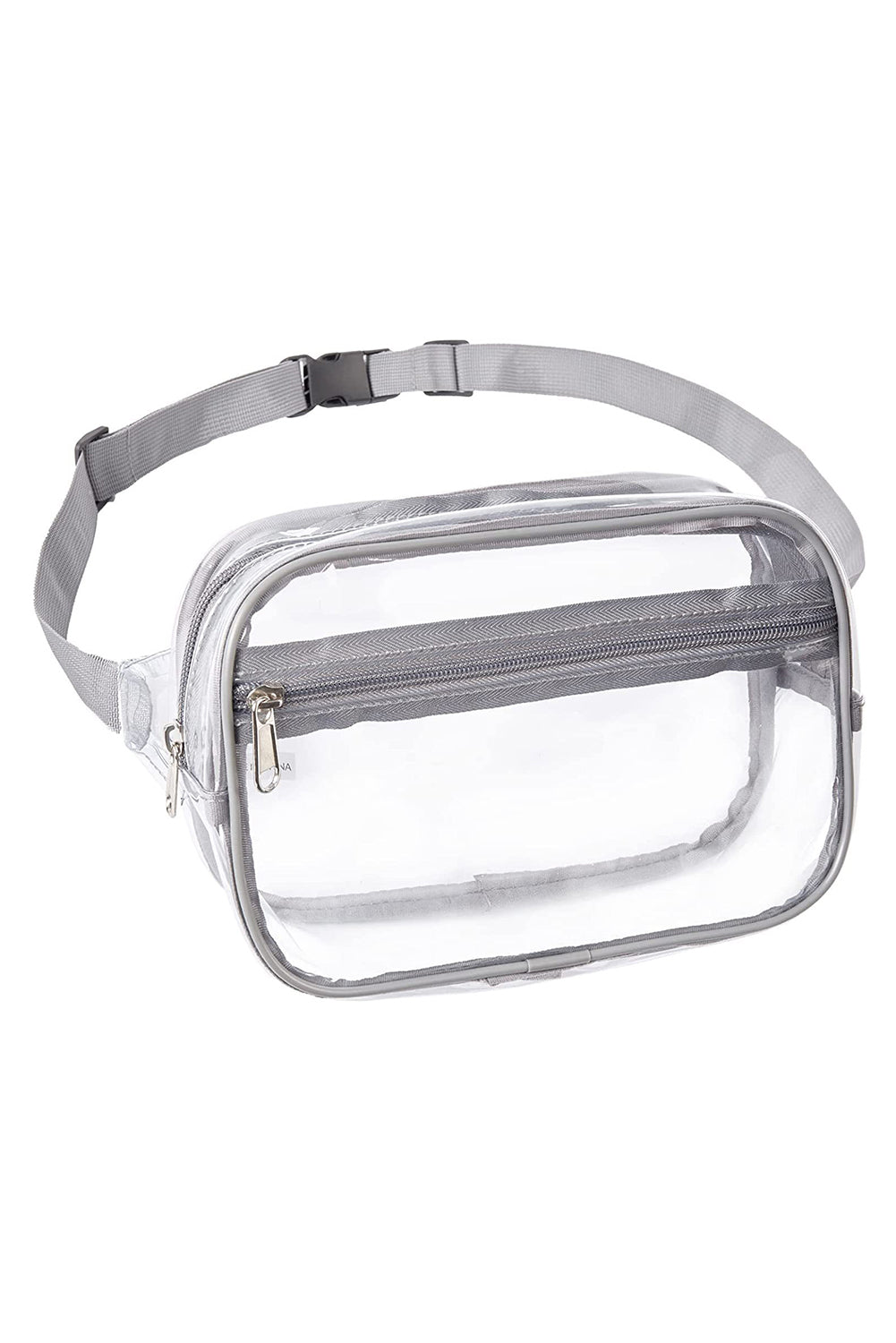 Grey Clear PVC Adjustable Strap Crossbody Bag