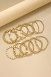Gold Boho Pearl Beaded Stretch Bracelet Set