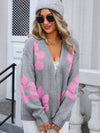 Angel Wings Flower Open Front Long Sleeve Cardigan - Cocoa Yacht Club