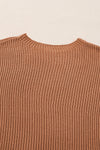 Chestnut Side Slit Short Sleeve Oversized Sweater