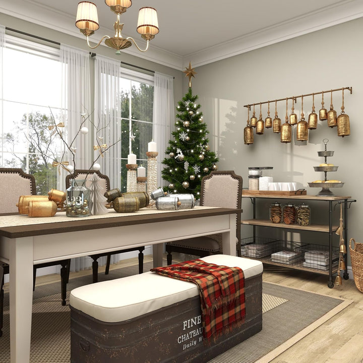 Deco 79 Gold Metal Tibetan Inspired Decorative Giant XL Cow Bells