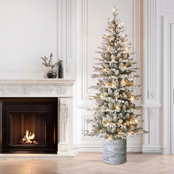 International 4.5ft Pre-Lit Potted Flocked Arctic Fir Christmas Tree