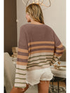 BiBi Color Block Striped Long Sleeve Sweater