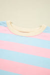 Sky Blue Stripe Colorblock Plus Size Sweatshirt