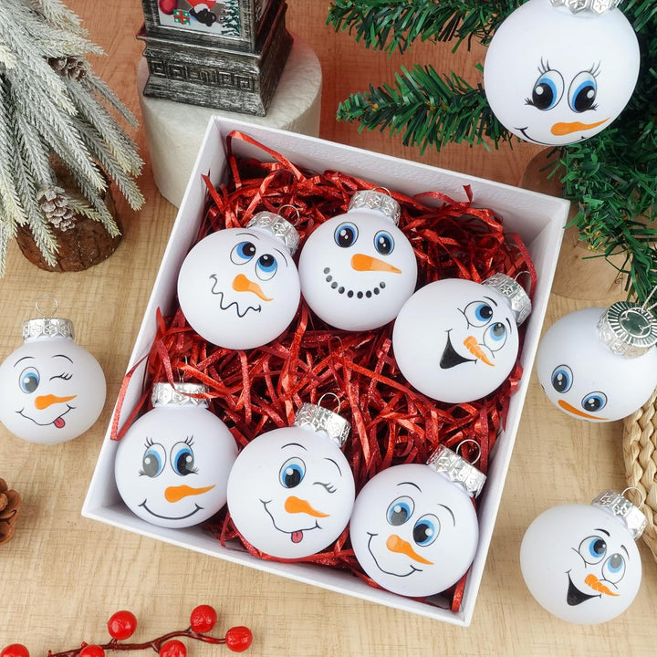 Snowman Face Christmas Ball Ornaments for Tree
