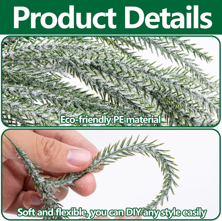 45 Pcs Christmas Artificial Pine Branches with Red Berry Stems, 10.5"