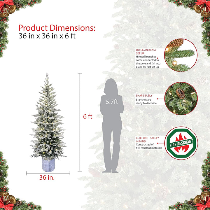 International 4.5ft Pre-Lit Potted Flocked Arctic Fir Christmas Tree