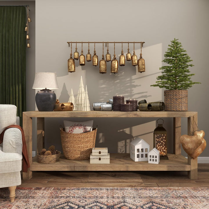 Deco 79 Gold Metal Tibetan Inspired Decorative Giant XL Cow Bells