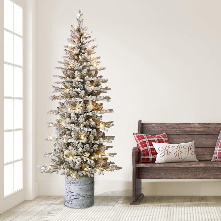 International 4.5ft Pre-Lit Potted Flocked Arctic Fir Christmas Tree