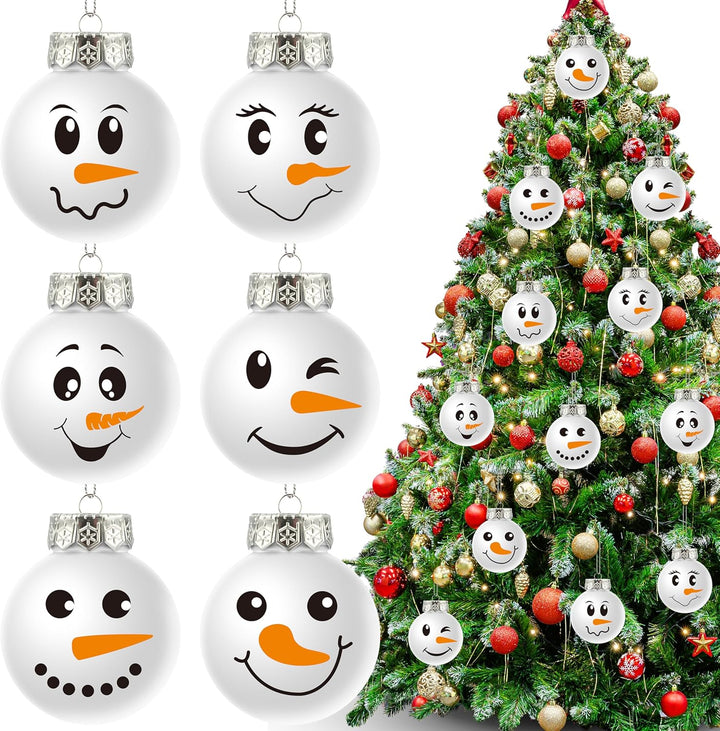 Snowman Face Christmas Ball Ornaments for Tree