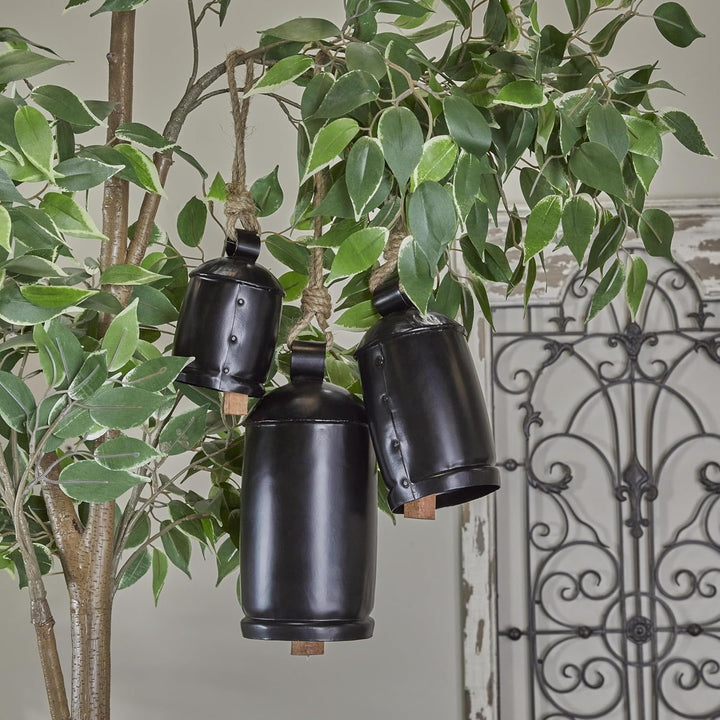 Deco 79 Gold Metal Tibetan Inspired Decorative Giant XL Cow Bells