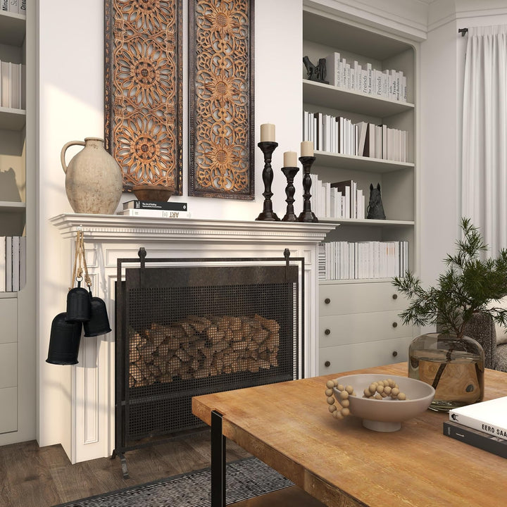 Deco 79 Gold Metal Tibetan Inspired Decorative Giant XL Cow Bells