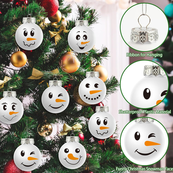 Snowman Face Christmas Ball Ornaments for Tree
