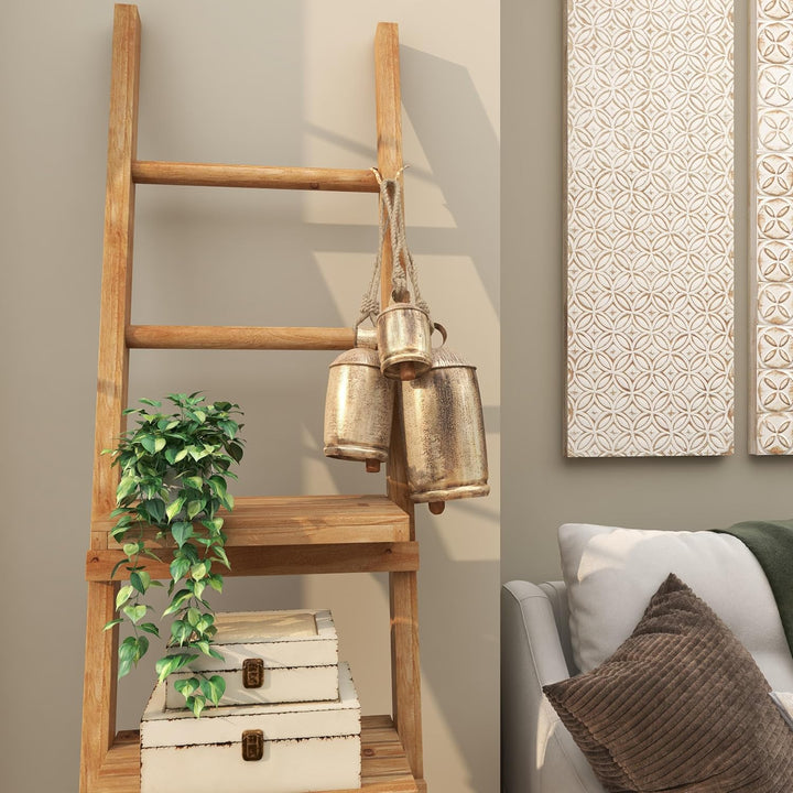 Deco 79 Gold Metal Tibetan Inspired Decorative Giant XL Cow Bells