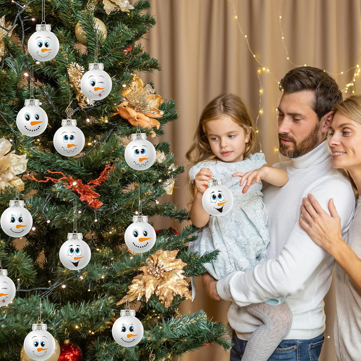 Snowman Face Christmas Ball Ornaments for Tree