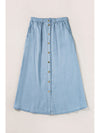 Snap Down High Waist Denim Skirt - Cocoa Yacht Club