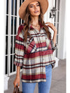 Brown Plaid Button Up Long Sleeve Flannel Shacket