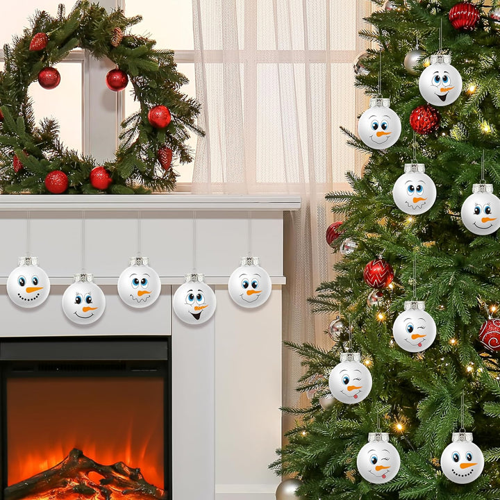 Snowman Face Christmas Ball Ornaments for Tree