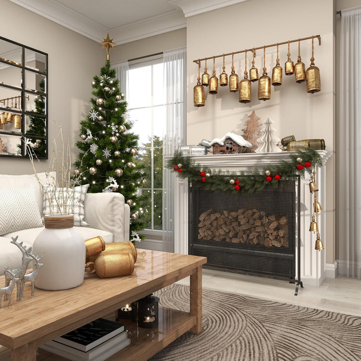 Deco 79 Gold Metal Tibetan Inspired Decorative Giant XL Cow Bells