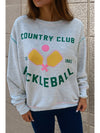 Light Grey COUNTRY CLUB PICKLEBALL Graphic Sweatshirt