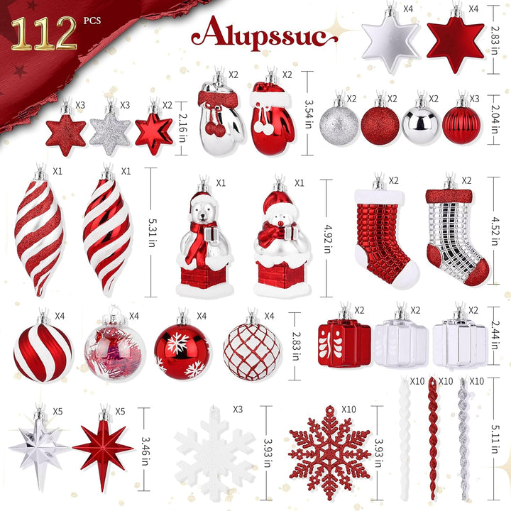112pcs Christmas Balls Ornaments Set