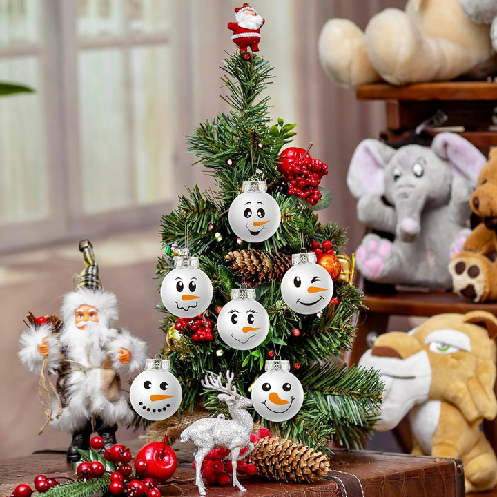 Snowman Face Christmas Ball Ornaments for Tree