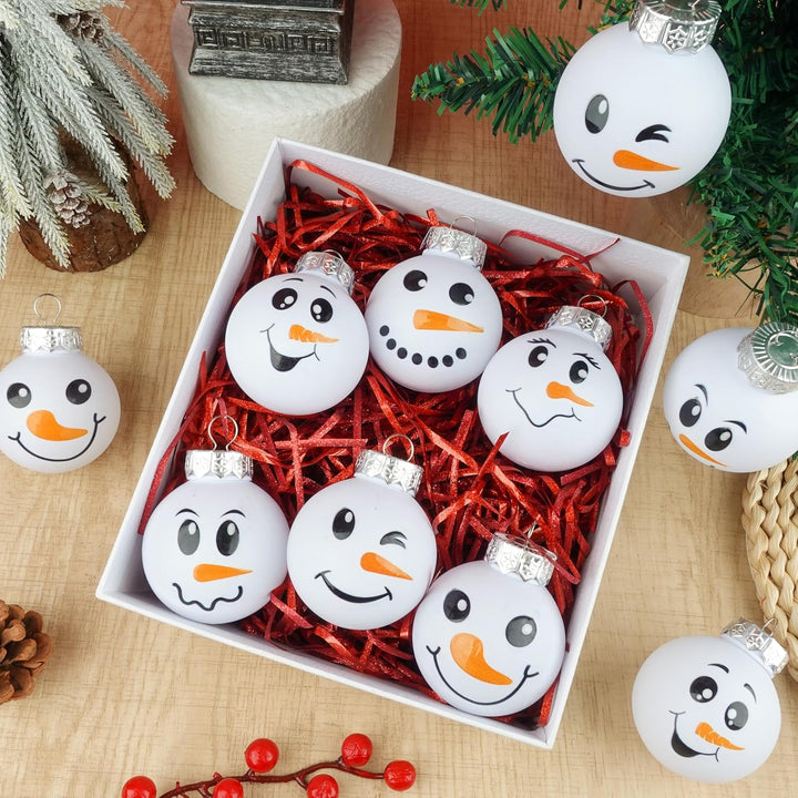 Snowman Face Christmas Ball Ornaments for Tree
