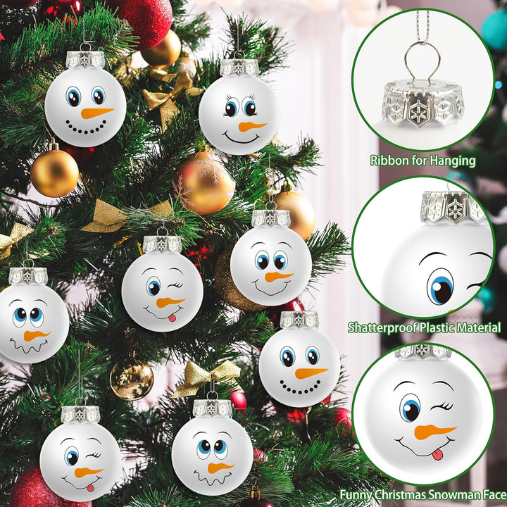 Snowman Face Christmas Ball Ornaments for Tree