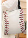 White Baseball Print Canvas Tote Bag 34*2*31cm