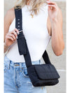 Black Solid Color Quilted Adjustable Strap Shoulder Bag